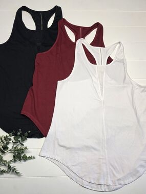 Zyia Active Racerback Athletic Tank Top Bundle XXXL | Black, Burgundy & White